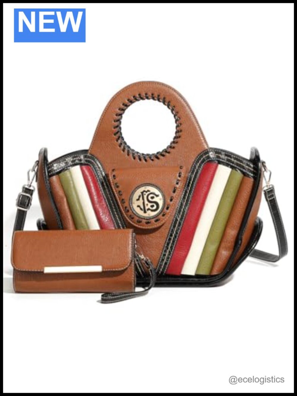 Faux Leather Large Satchel Handbag Adjustable Crossbody with Wallet